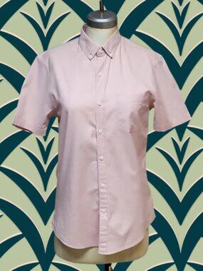 Topman men's short sleeves regular oxford in pink size medium